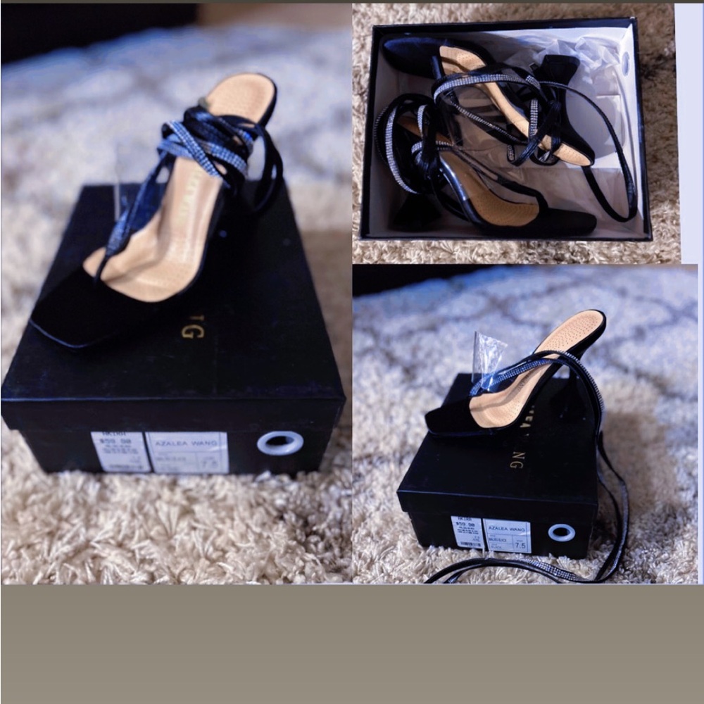 Azalea Wang Stylish Black Strappy Heels
